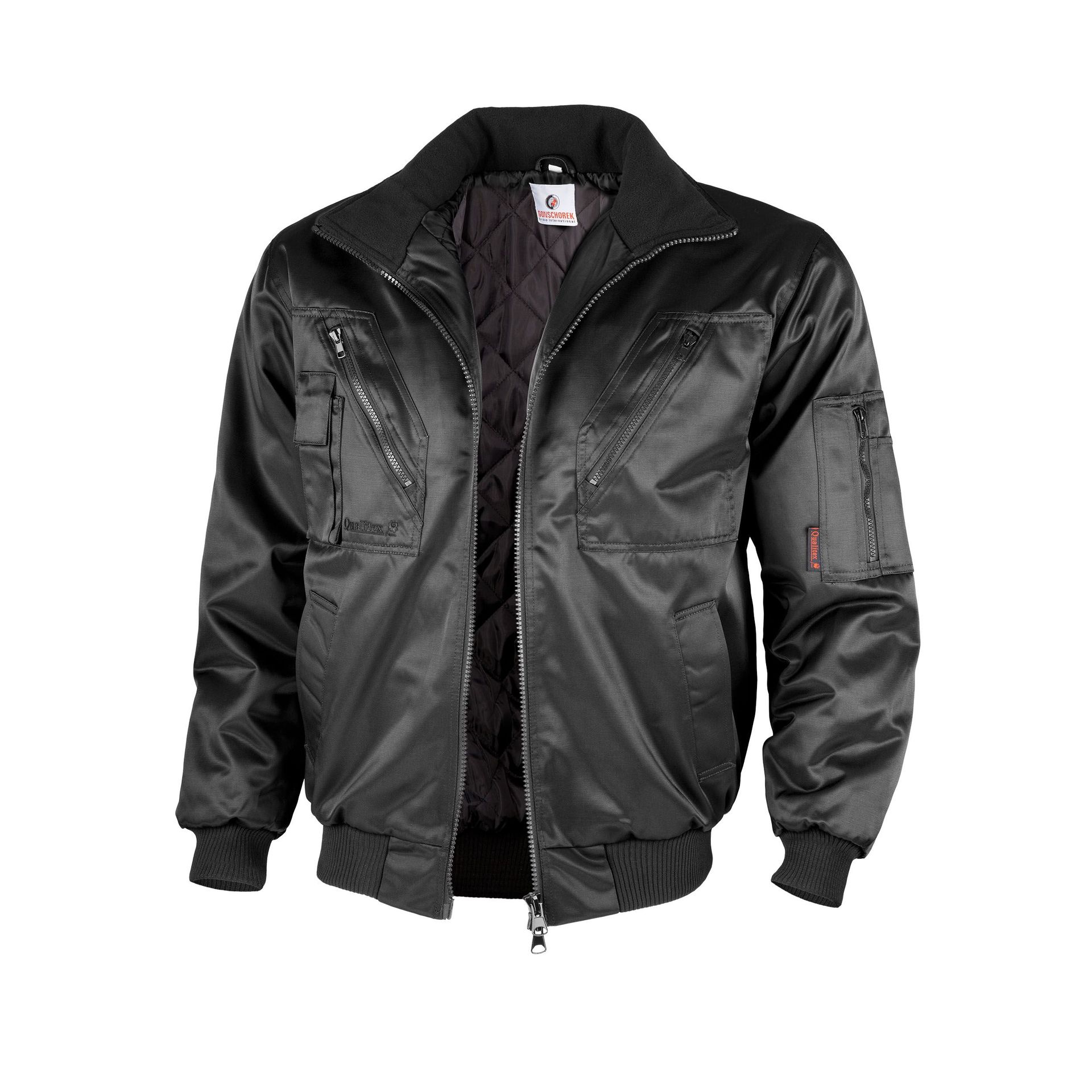 Qualitex Pilotenjacke mit festem Arm & Steppfutter pilotenjacke, schwarz, Gr. S