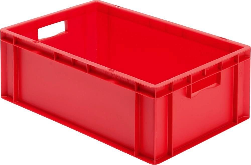 Transport-Stapelkasten B600xT400xH210 mm rot, geschlossen mit Griffloch LA-KA-PE