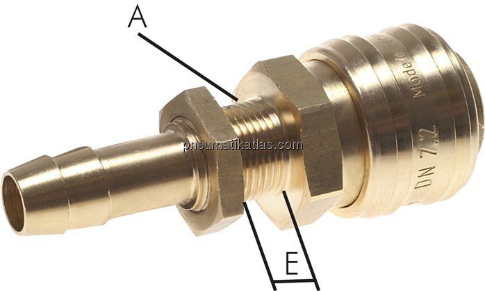 Schott-Kupplungsdose (NW7,2) 6 (1/4")mm Schlauch, Messing
