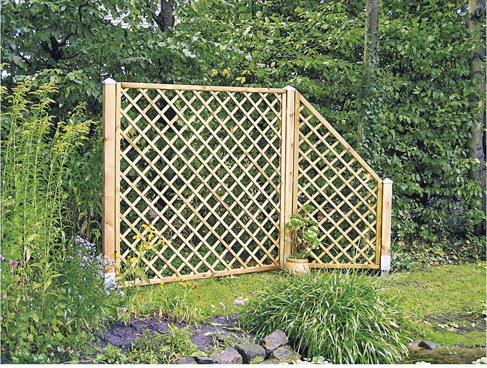 Diagonal-Rankzaun 180 x 150cm MW 10 x 10cm,Leisten 12x30mm, genageltRahmen 45/45 mm, kdi grün