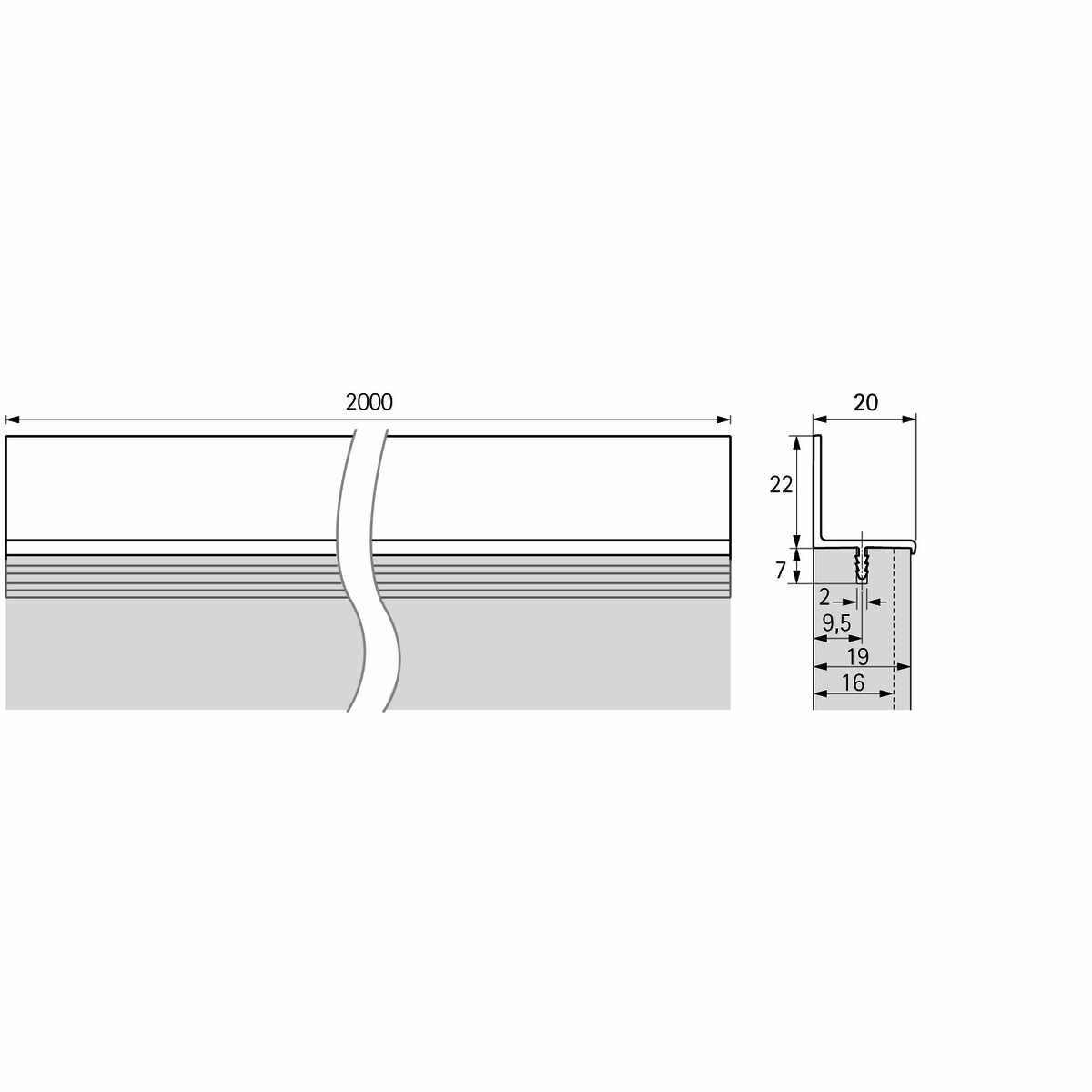 Profilleiste Mosena, 2900 mm, Aluminium eloxiert