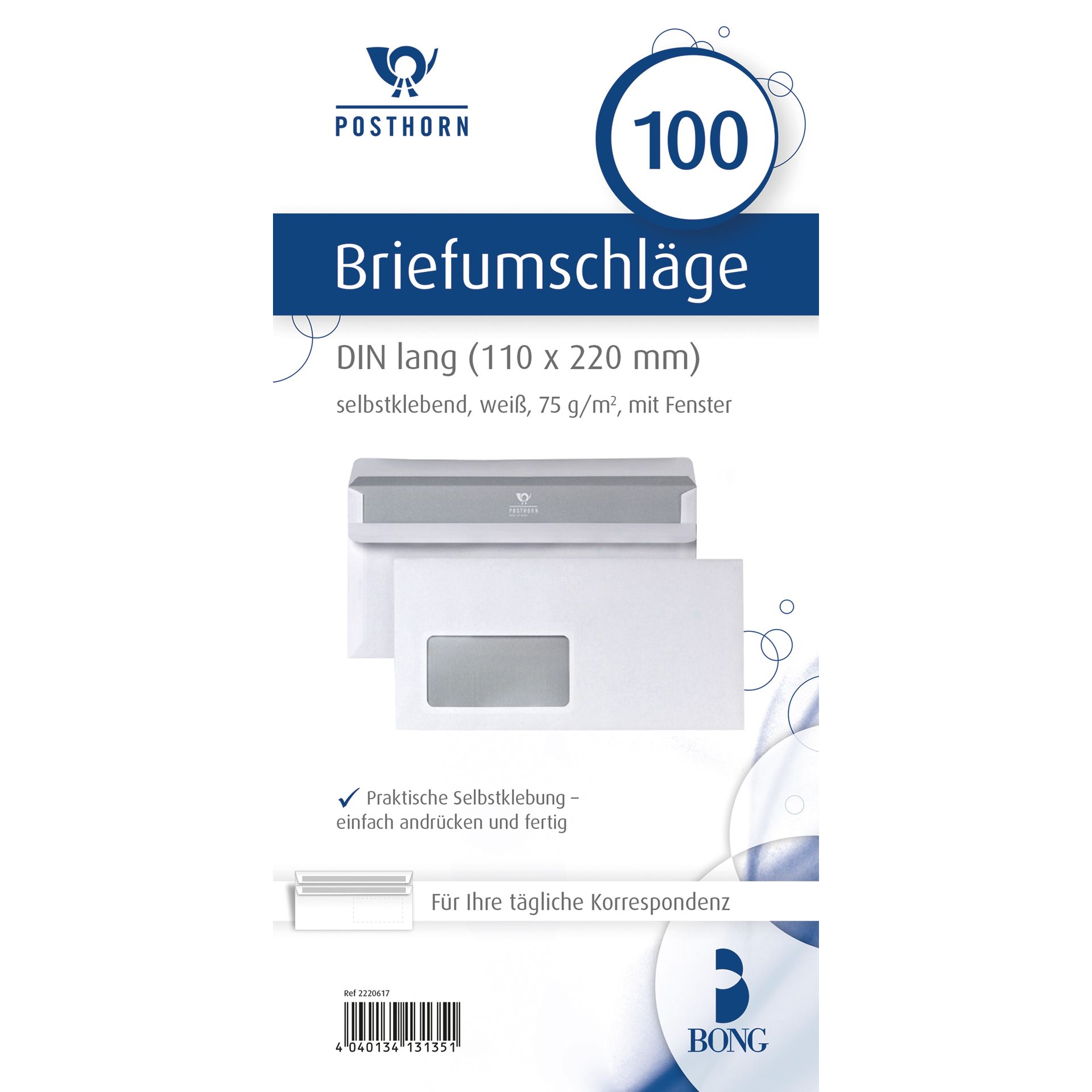 Briefumschlag DIN lang mF sk 75g ws 100 St./Pack.