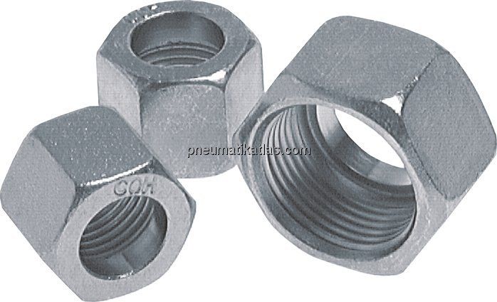 Überwurfmutter DN3, M 10 x 1, Bohrung 6,5mm, Stahl verzinkt