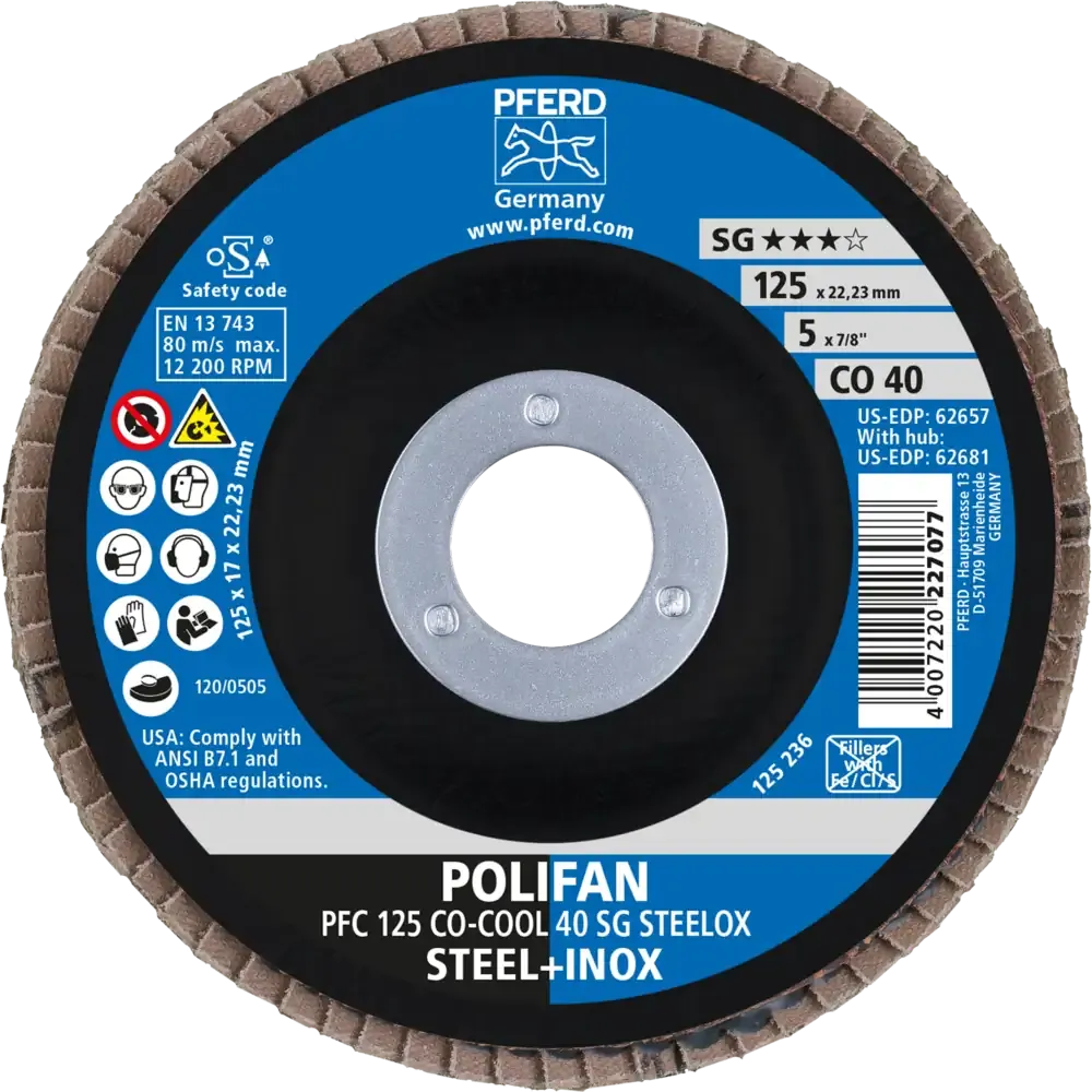 PFERD POLIFAN Fächerscheibe PFC 125x22,23mm konisch CO-COOL 40
