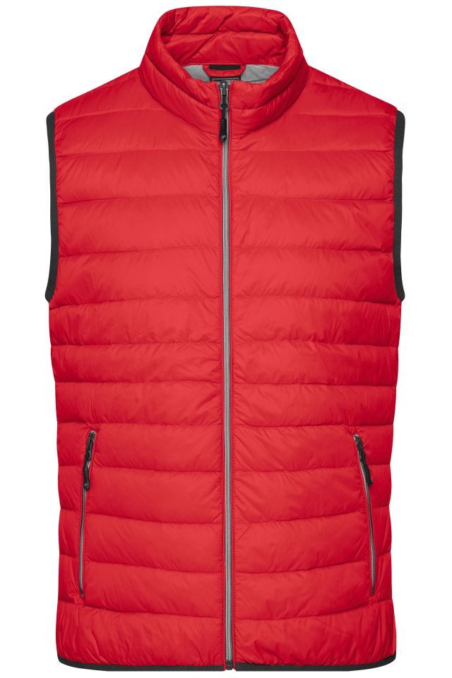 Men's Down Vest Leichte Daunenweste im klassischen Design rot/grau, Gr. 3XL