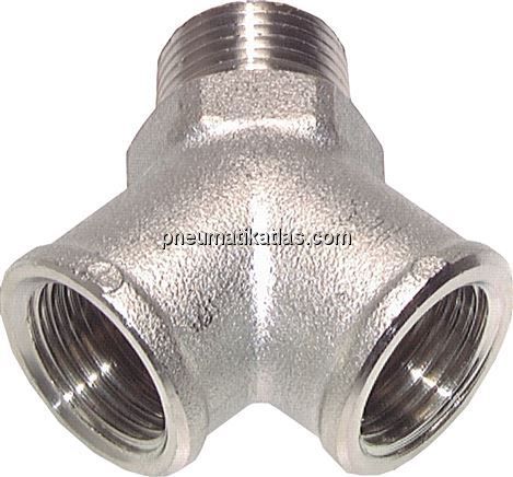 Y-Einschraubstück R 1/8" (AG)- 2 x G 1/8" (IG), Messing vernickelt