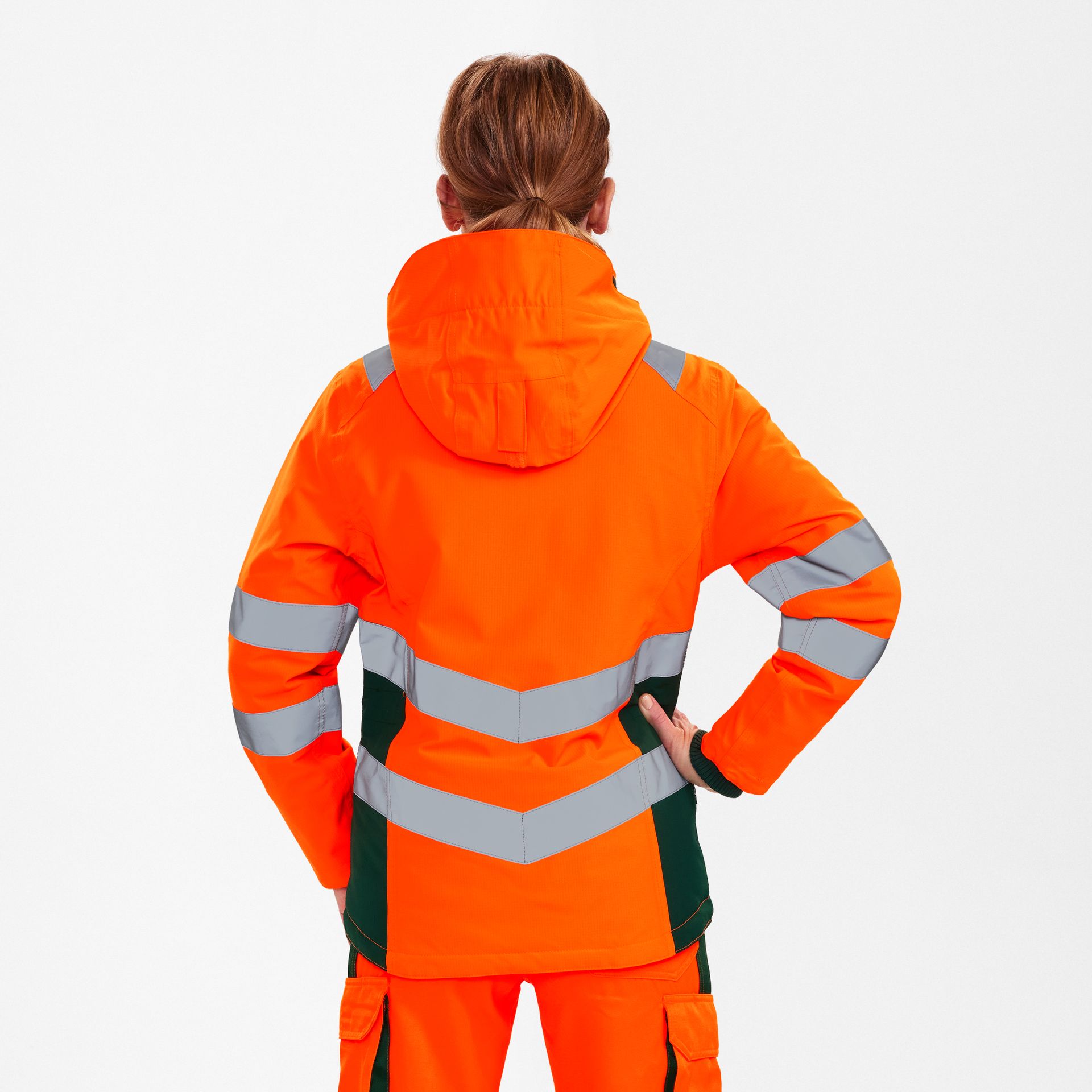 Safety Damen Winterjacke Orange/Grün, Gr. XL