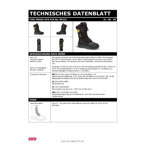 ELTEN Feuerwehrstiefel FIRE PROOF F2A Stiefel (High), Schwarz, Gr. 40