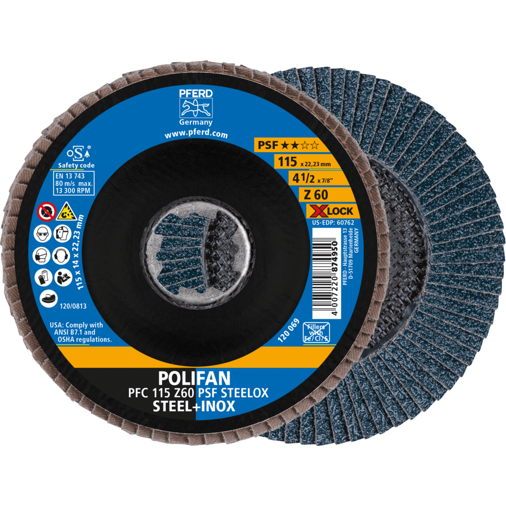 PFERD POLIFAN-Fächerscheiben PFC 115 Z 60 PSF STEELOX/X-LOCK