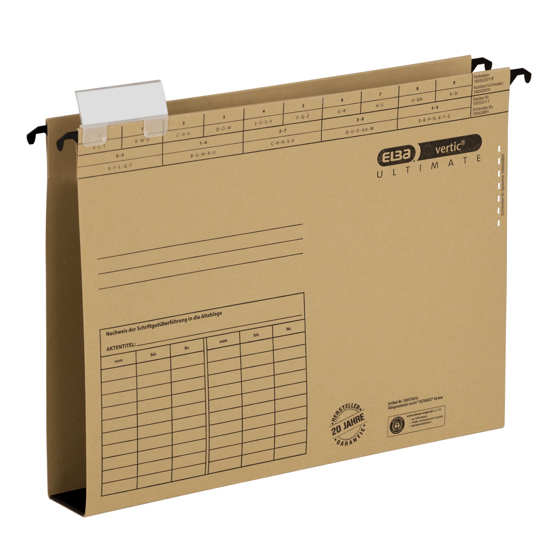 Hängesammler Ultimate A4 Hartpappe 4cm naturbr