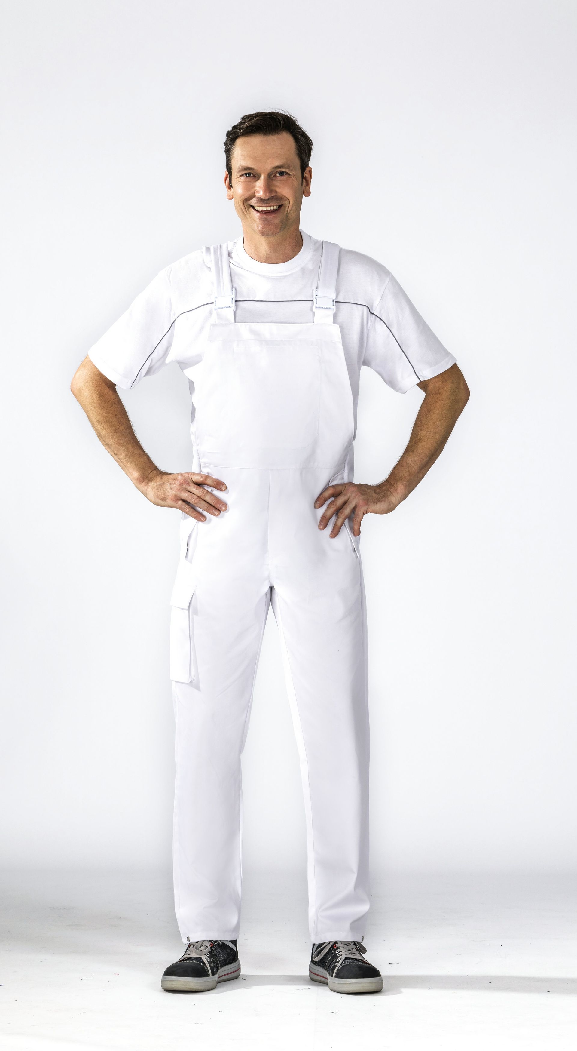 Planam Herren Latzhose Food reinweiß Gr. 42