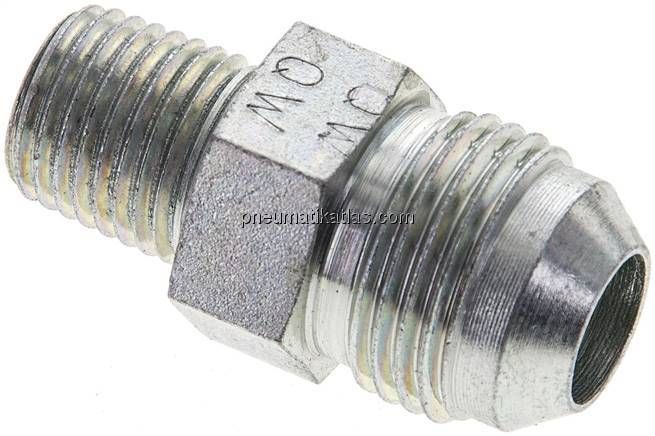 Doppelnippel NPT 1/4"-UNF 3/4"-16(JIC), Stahl verzinkt