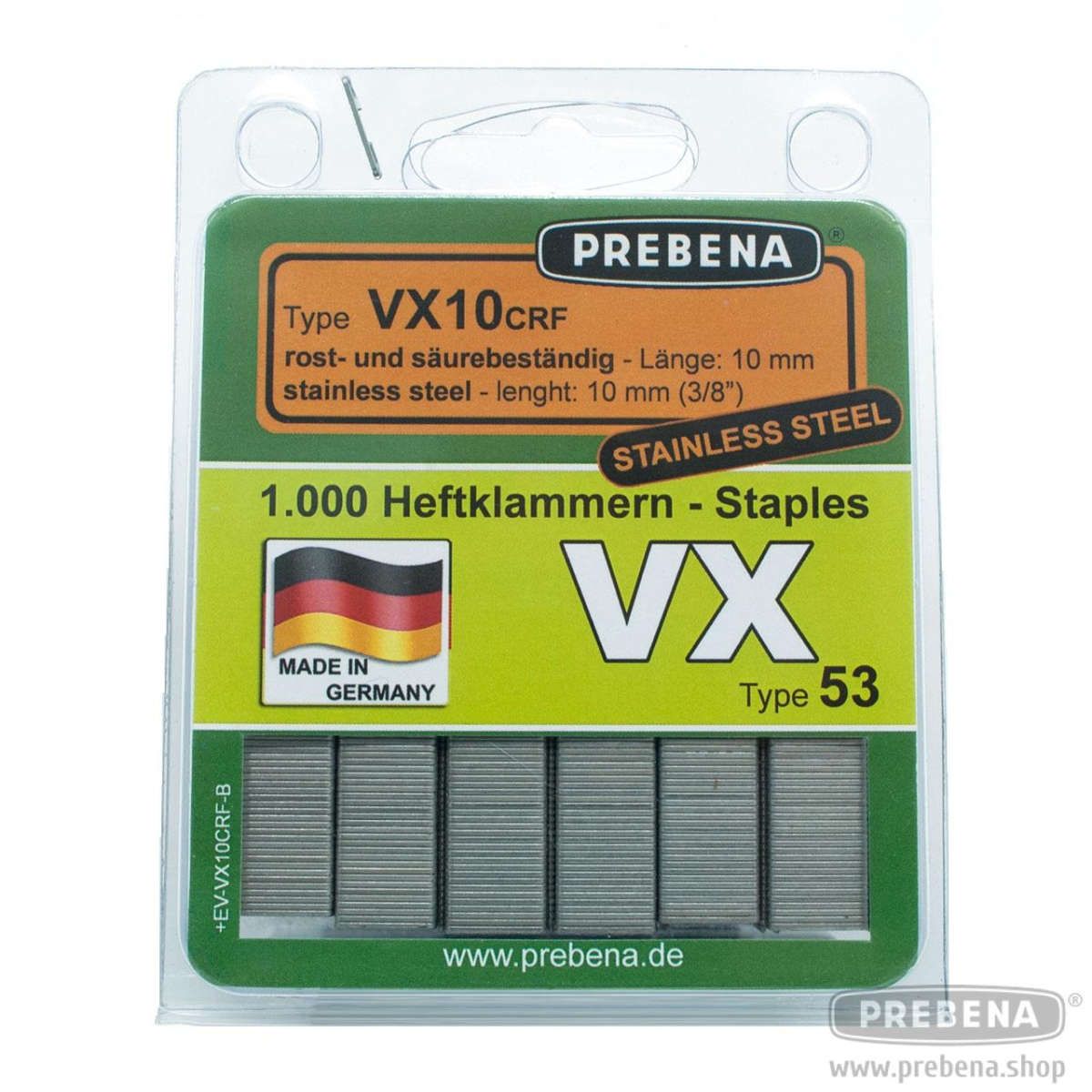 VX10CRF-B Heftklammern im Blister rost- & säurebeständig