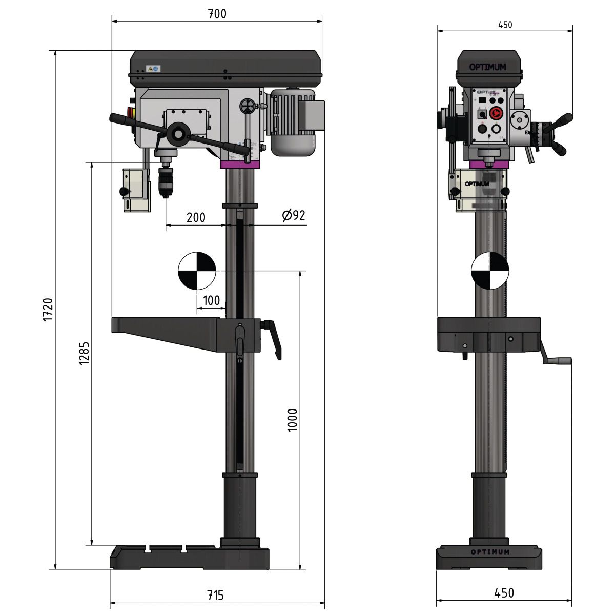 Säulenbohrmaschine Optimum OPTIdrill DH 28FS Set