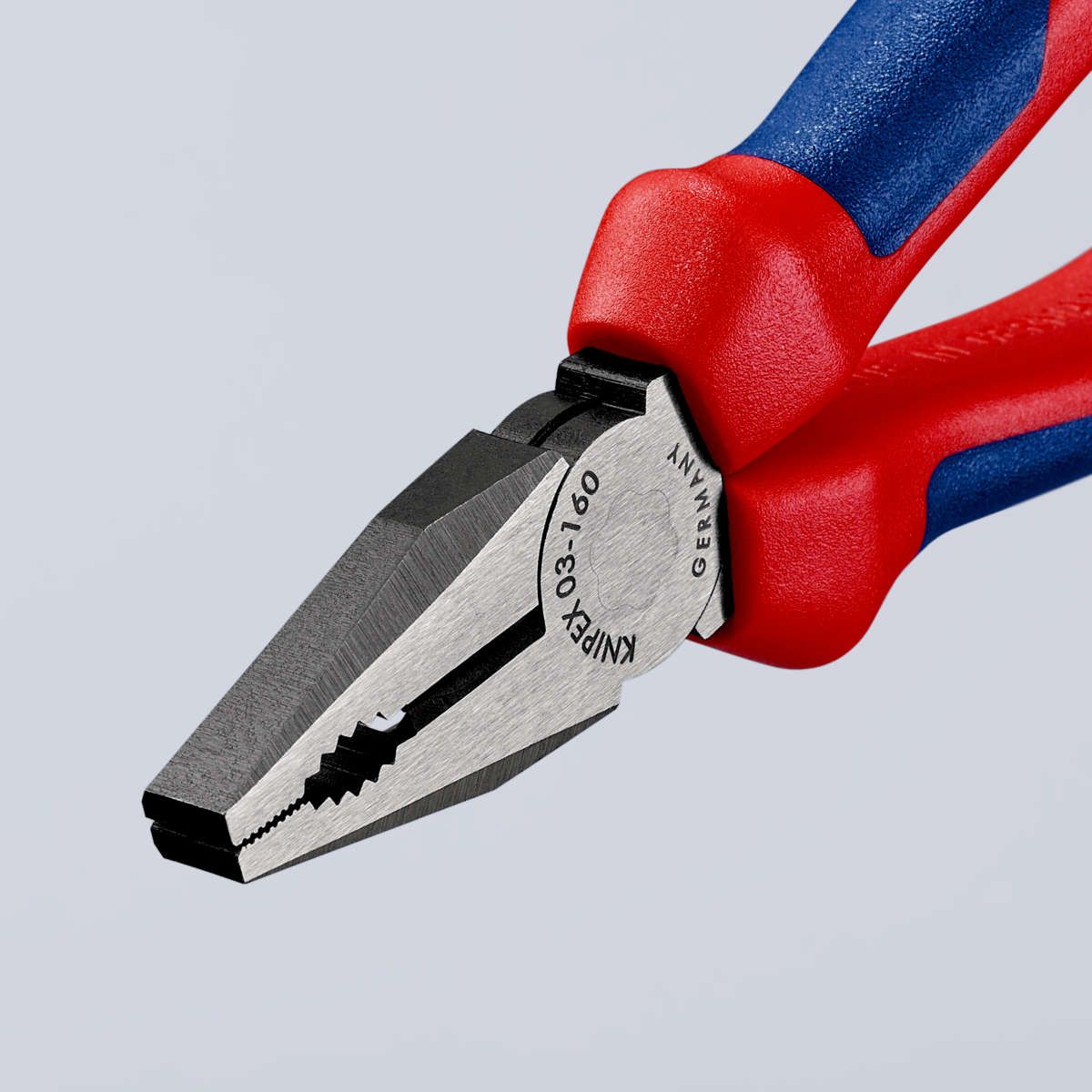 KNIPEX 03 02 160 Kombizange mit Mehrkomponenten-Hüllen schwarz atramentiert 160 mm