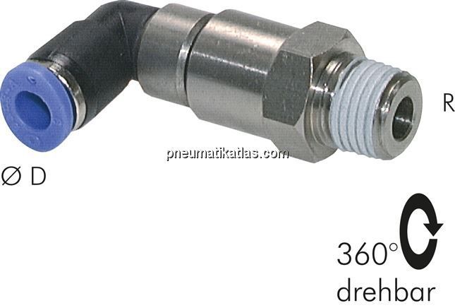 Winkel-Schnelldrehverschraubung R 1/8"-4mm, IQS-Standard