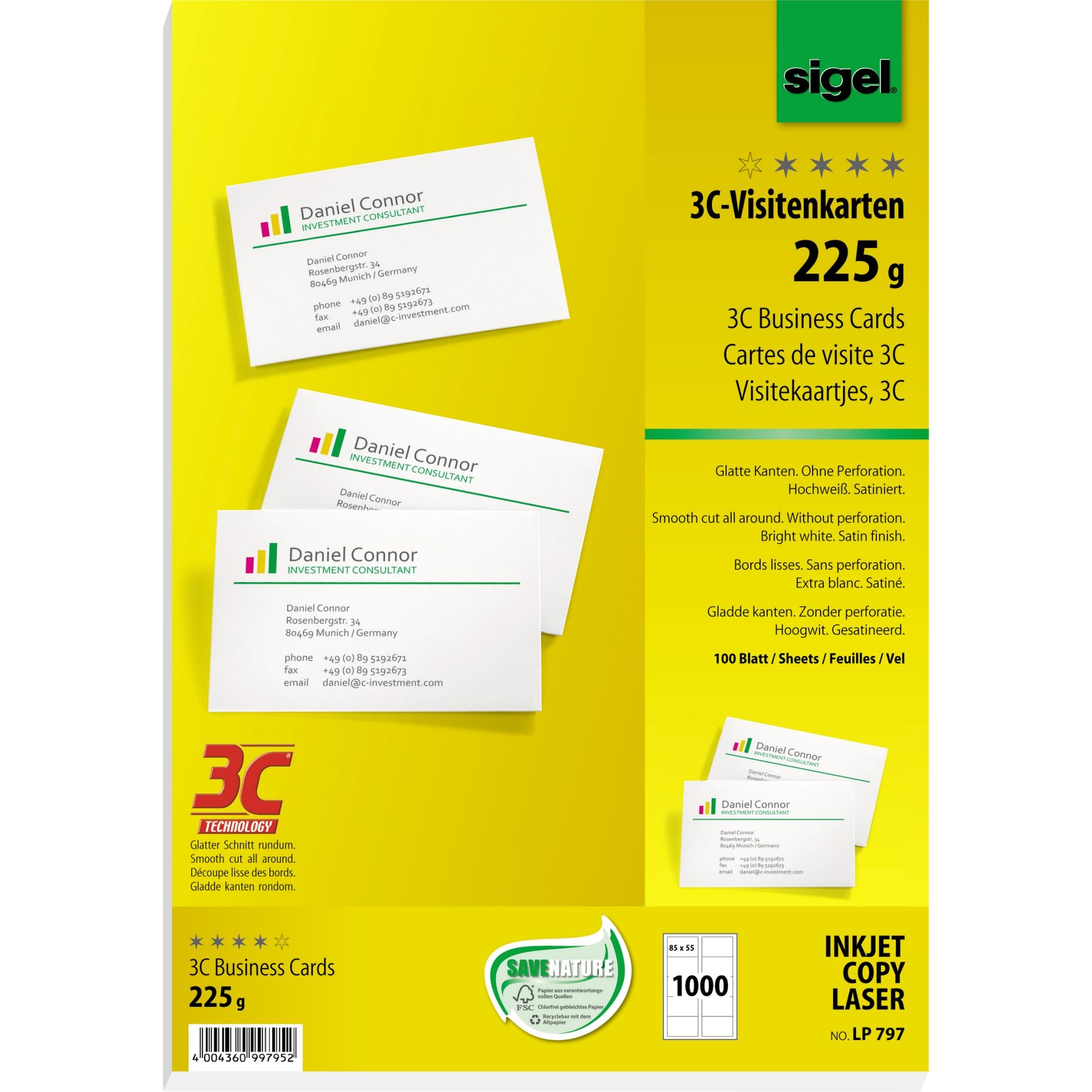 Visitenkarte 3C 85x55mm 1.000 St./Pack.