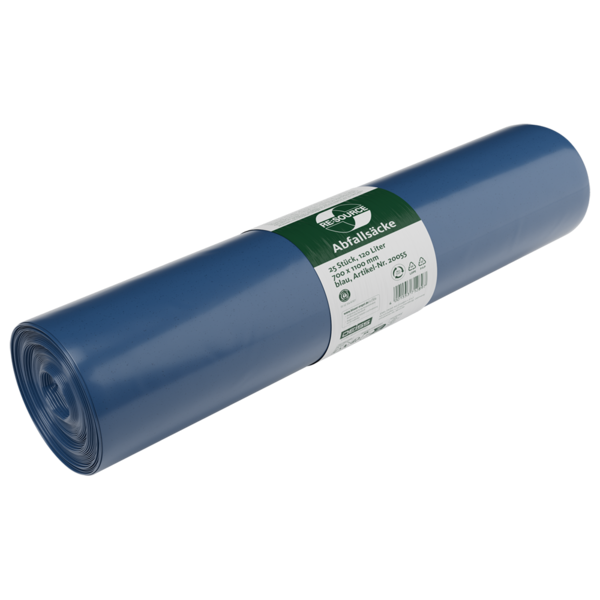 Abfallsäcke aus Recycling-LDPE 120 l, Typ60, blau, Blauer Engel - RL=25Stk, 250/Karton