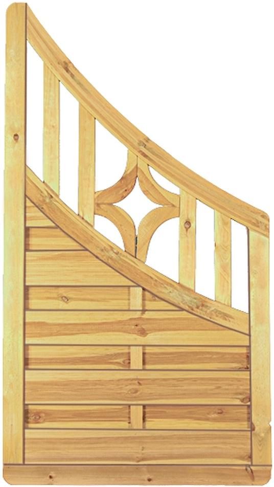 Antikzaun R. 45/68mm Doppelbogen-Abschluß 90x160/90cm, kdi-grün Lam. genutet, geschr.