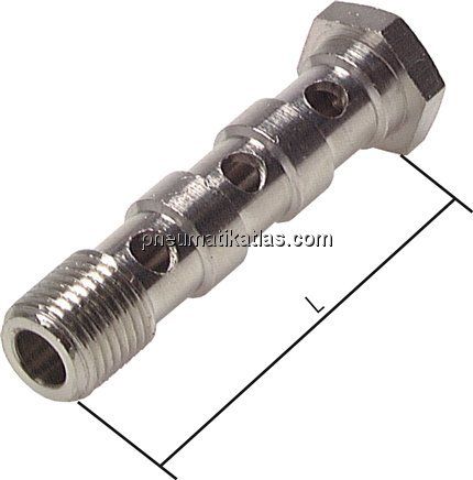 Hohlschraube, 3-fach G 1/4"-58mm, Messing vernickelt