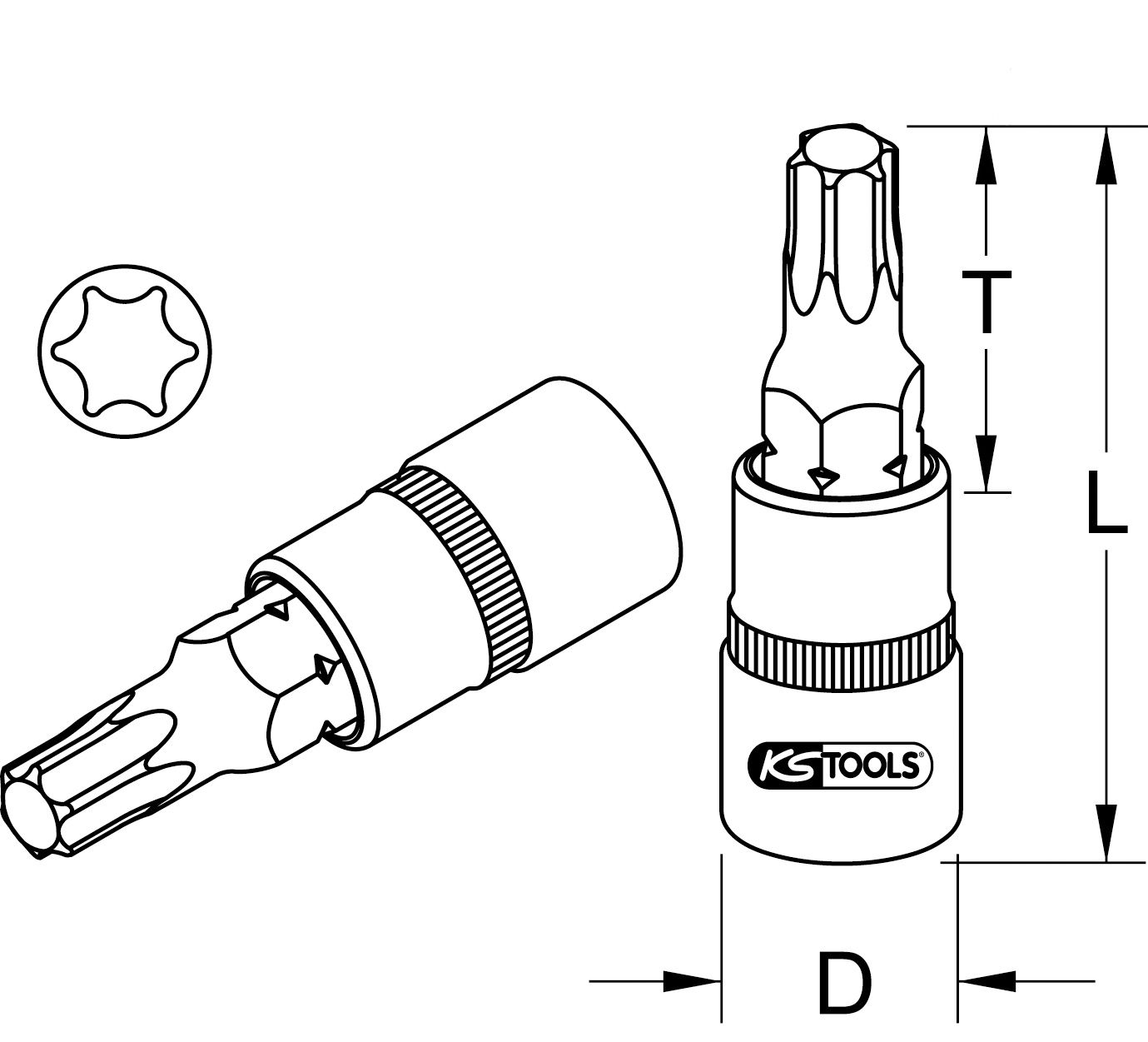 KS Tools 1/2" Bit-Stecknuss Torx, T45