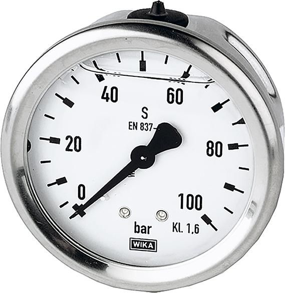 Glyzerinmanometer rücks. zentr. 63mm G1/4 -1-0 bar, Einfachskala, CrNi-Stahl-Geh., RIEGLER