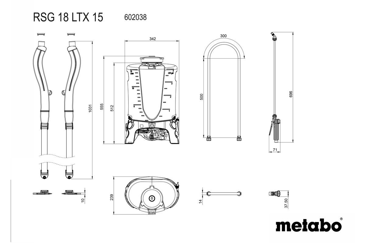 Akku-Rückensprühgerät solRSG 18 LTX 15 Metabo ohne Akku ohne Ladegerät Karton
