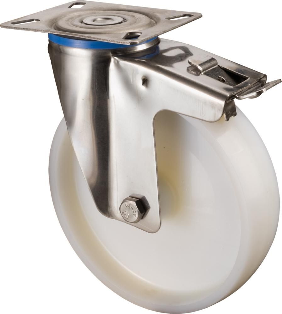 Lenkrolle 80mm H120 Plat te,Kst.weiß,ER,GL,Fest. H120.A90.080 BS ROLLEN