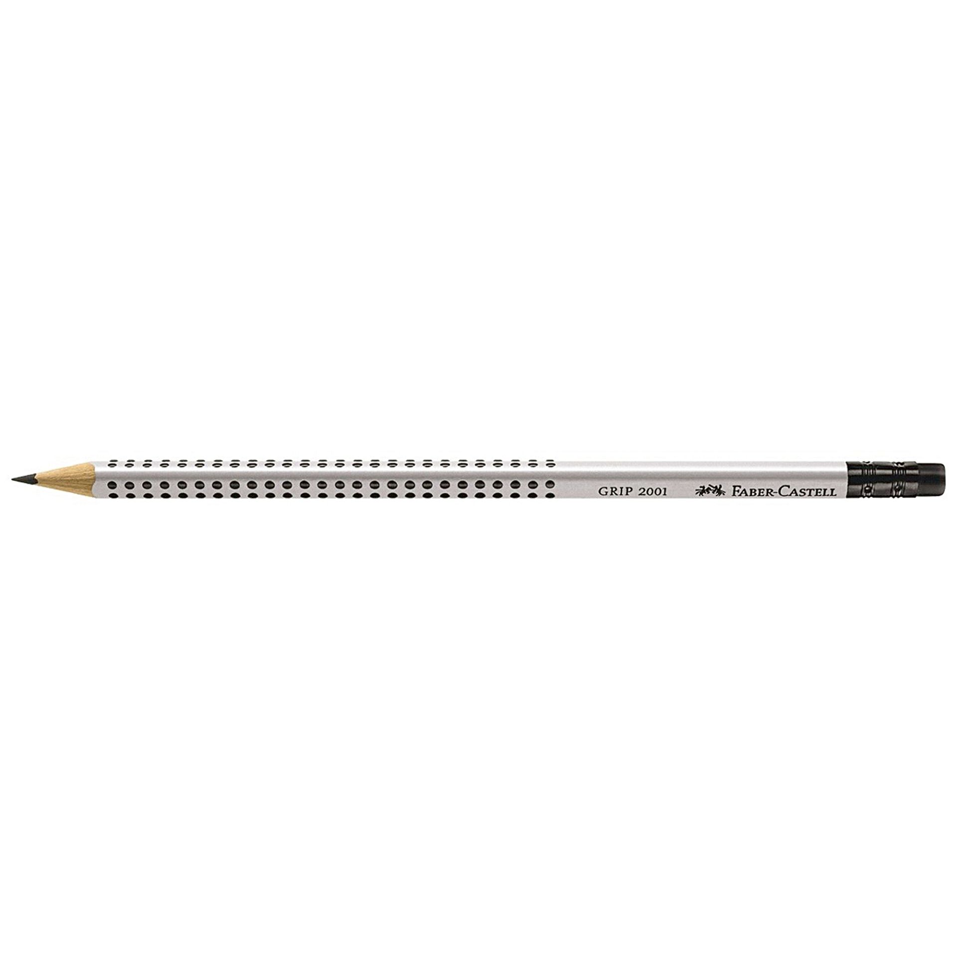 Bleistift GRIP 2001 mit Radierer B silbergrau