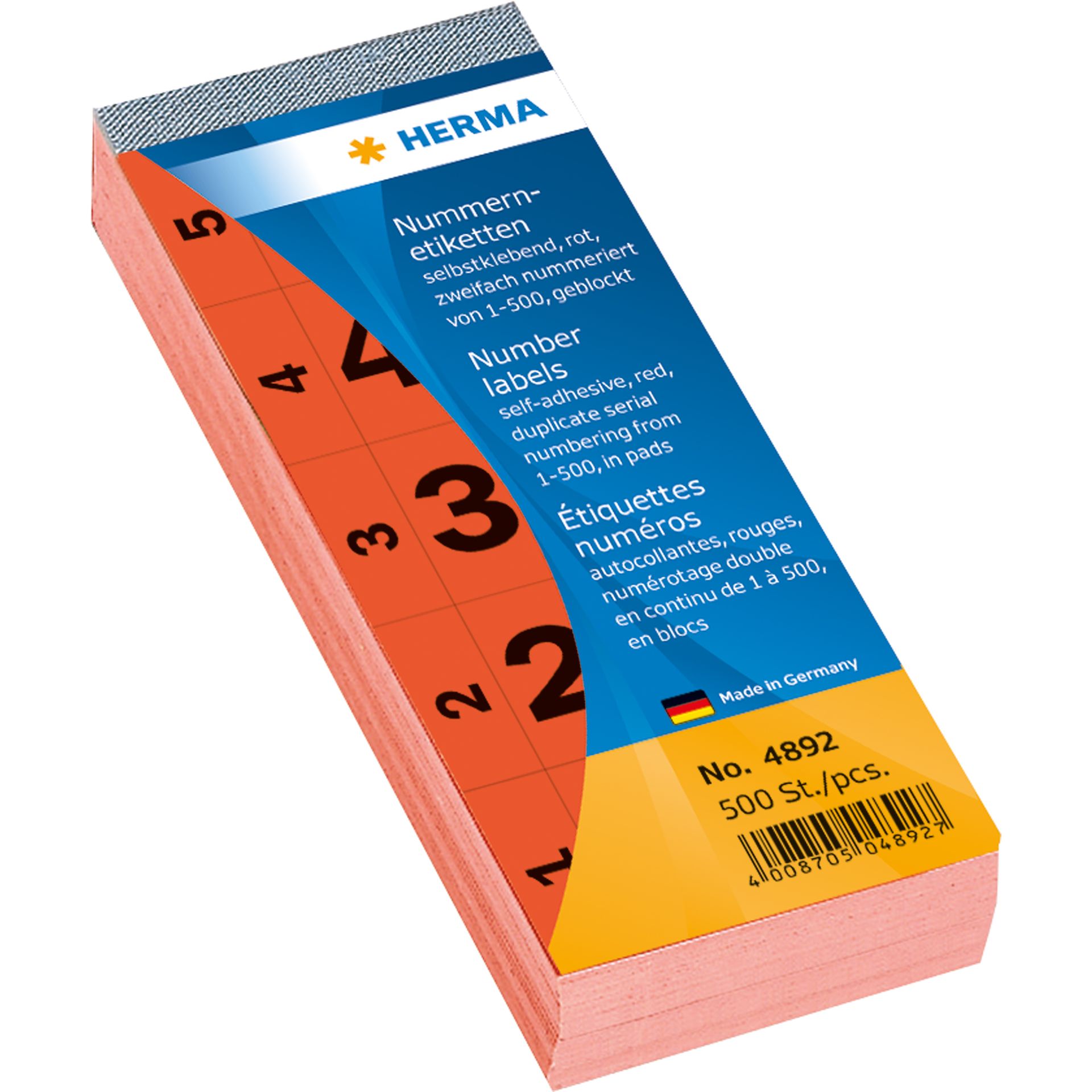 Nummernblock 1-500 sk 28x56mm rot 500 St./Pack.