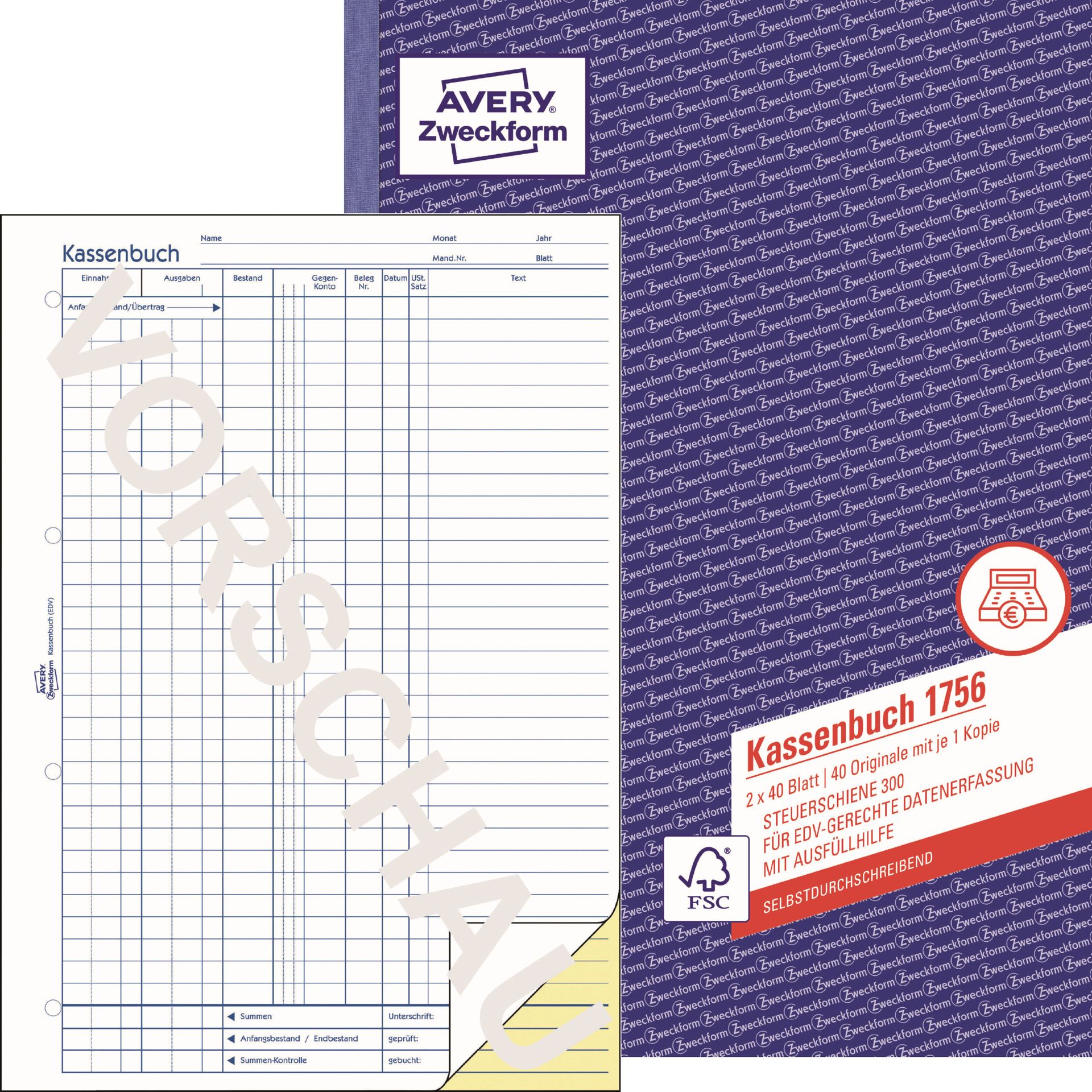 Kassenbuch DIN A4 40Blatt