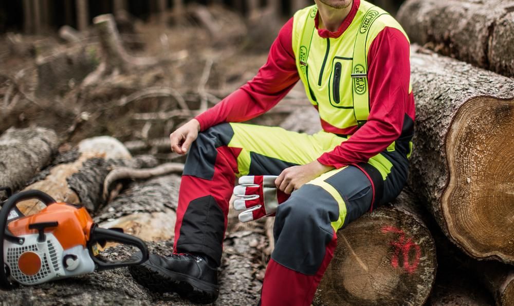 Stretchhose Forest Jack Gr. 46/48,rot/anth./gelb