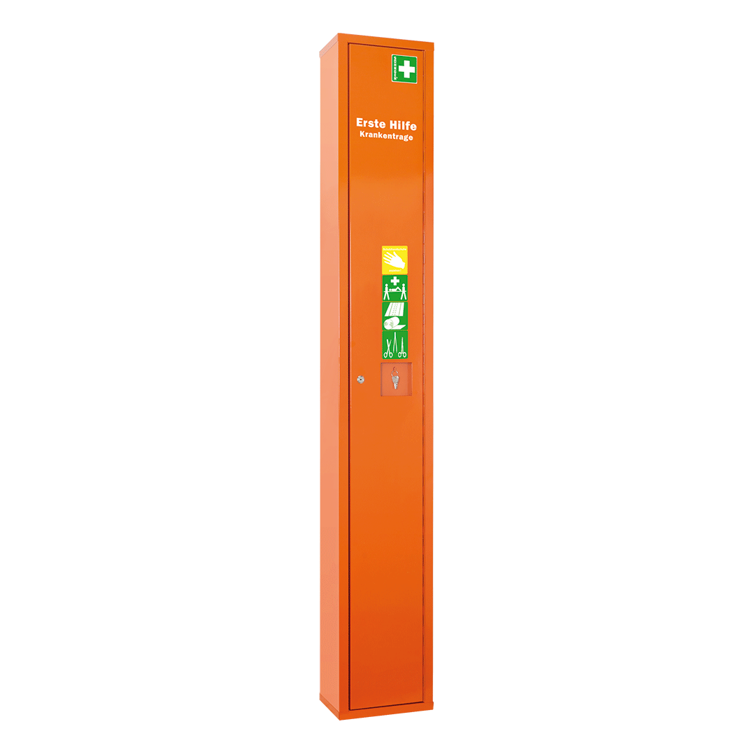 Stehschrank Erste-Hilfe-Trage orange