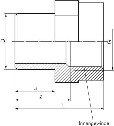 Klebe-Übergangsmuffennippel, PVC-U, 20mmxRp 1/2" IG