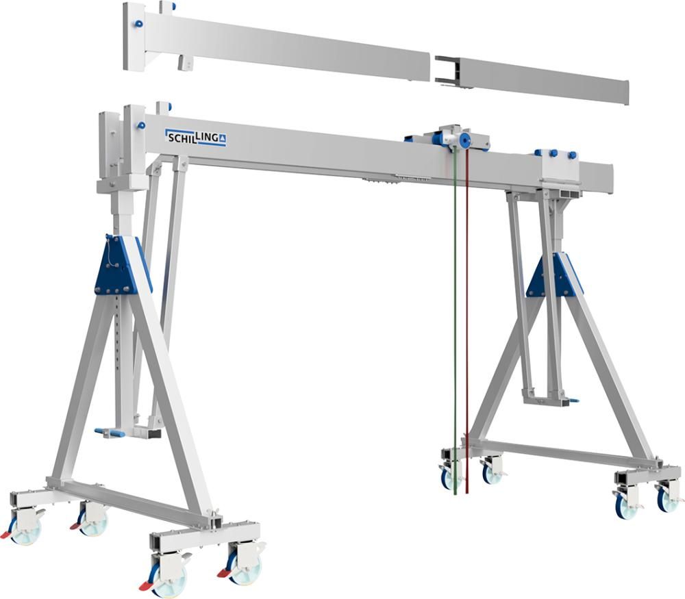 Aluportalkran fahrbar H2138-2488 mm 2000 kg TL 4000 mm Alu-Doppel-Träger
