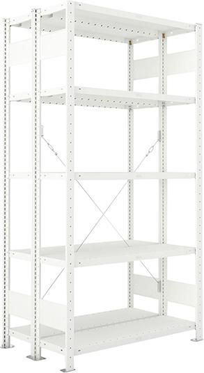 Doppel-Steckregal CLIP B1000xT2x300xH2000 mm Grundfeld 2x5 Böden RAL7035 Fachlast 230kg