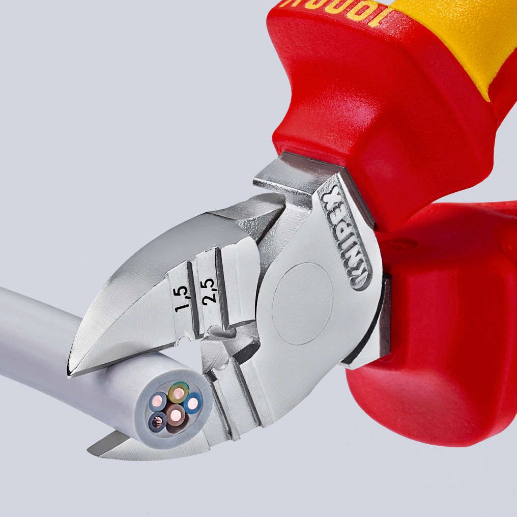 KNIPEX 14 26 160 Abisolier-Seitenschneider isoliert mit Mehrkomponenten-Hüllen, VDE-geprüft verchromt 160 mm