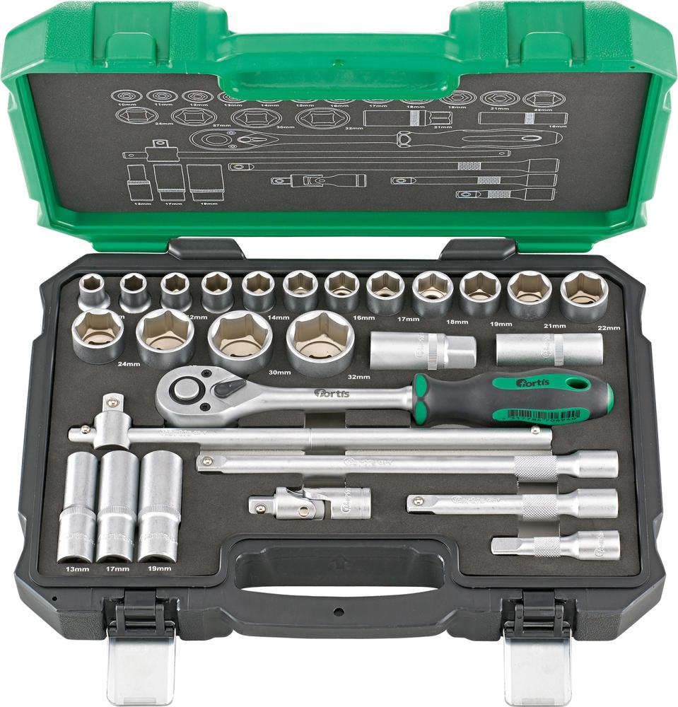 Steckschlüssel-Garnitur 1/2" 27-teilig FORTIS