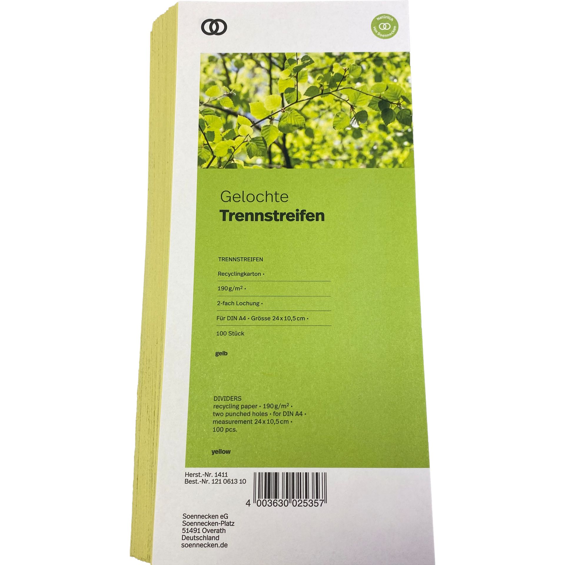 Trennstreifen oeco 10,5x24cm gelb 100St.