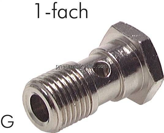 Hohlschraube, 1-fach M 5-14,5mm, Messing vernickelt