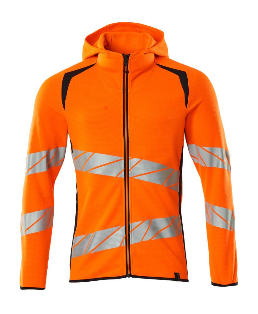 Kapuzensweatshirt mit Reißverschluss Hi-vis Orange/Schwarzblau, 2XL