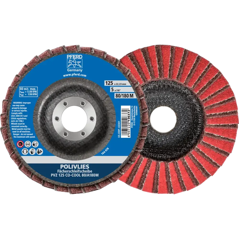 PFERD POLIVLIES-Fächerscheibe PVZ Keramik Ø 125mm Bohrung 22,23mm