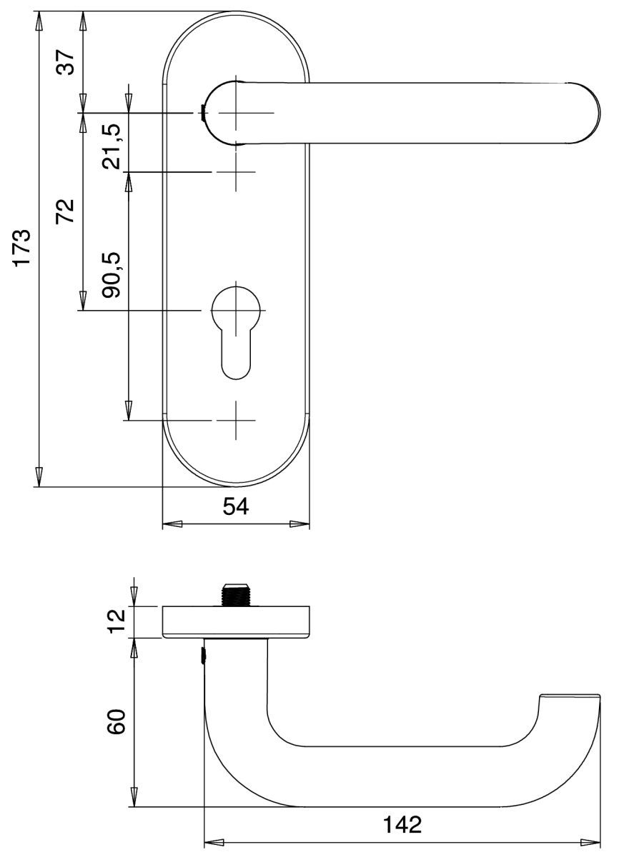 Alu-FS-Schutz-Drücker-Garnitur, ES-1