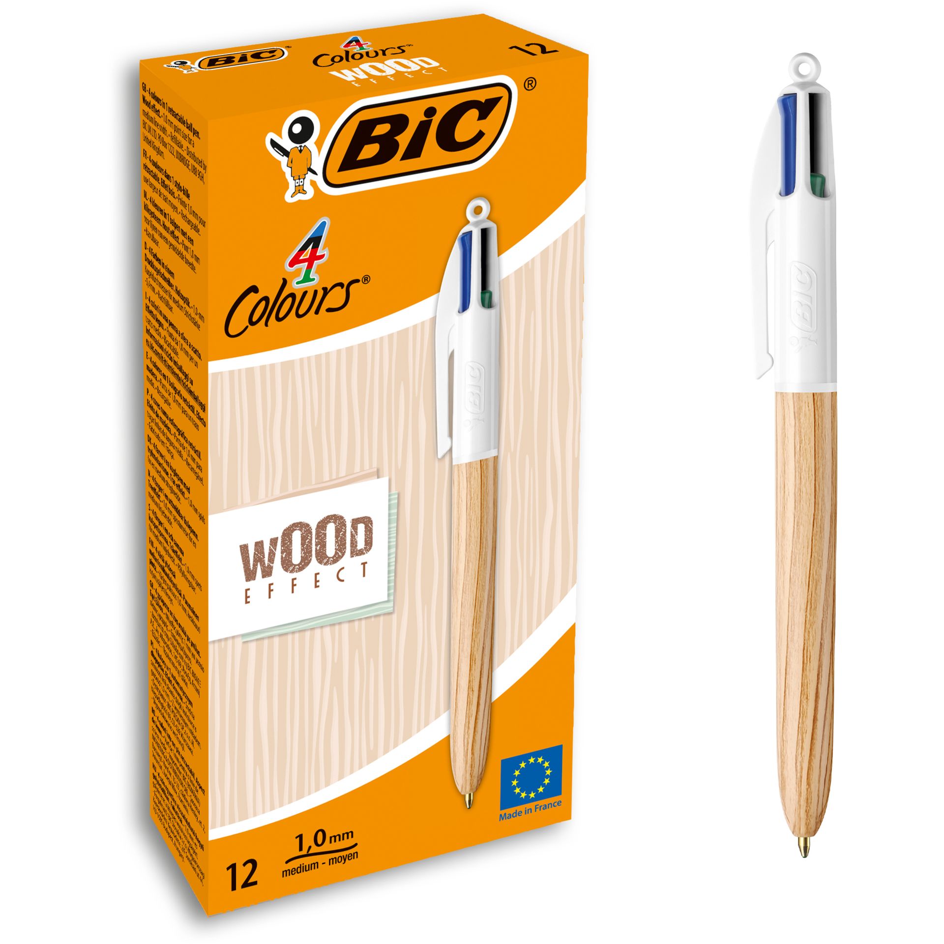 Mehrfarbkugelschreiber   4Colours Wood Style 12St