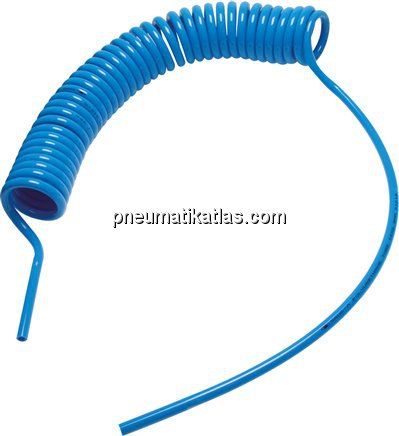 PUR-Spiralschlauch 4 x 2 mm, blau, 2,0 mtr. Arbeitslänge