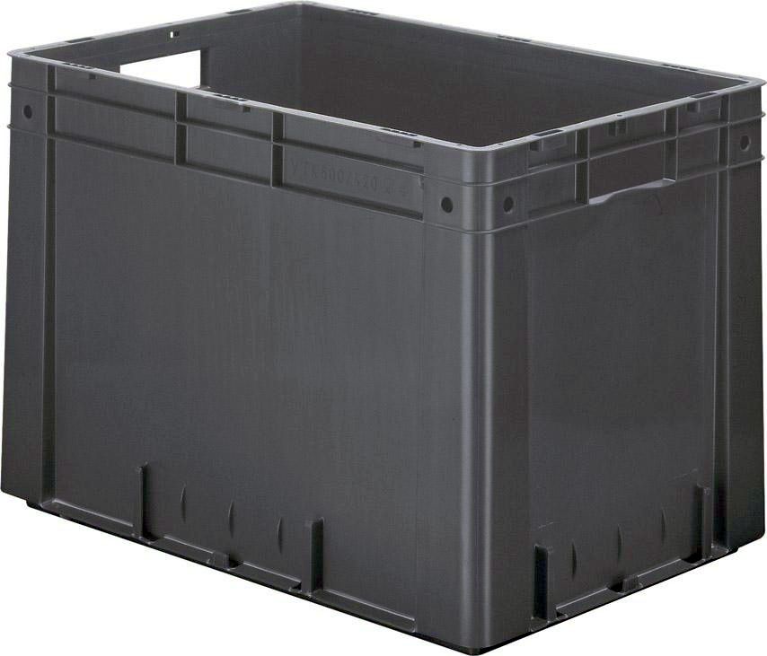 Transport-Stapelkasten B600xT400xH420 mm grau Auflast 700kg mit Griffloch LA-KA-PE