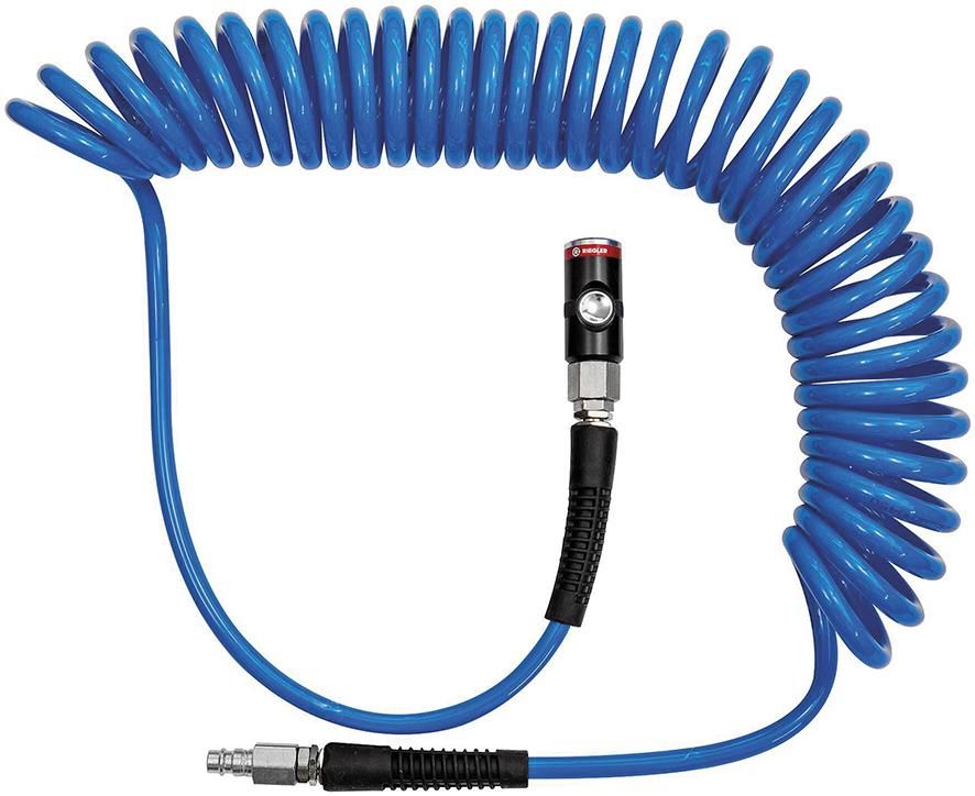 Spiralschlauch PU blau, Sicherheits-Kupplung und Stecker NW7,4 12x8mm 10m RIEGLER