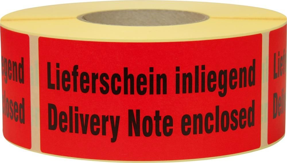 Hinweis Etiketten Lief.schein inliegend