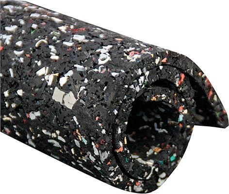 Recyclingmatte Gummi/PU, schwarz-bunt 10mm, 1500mm 5m