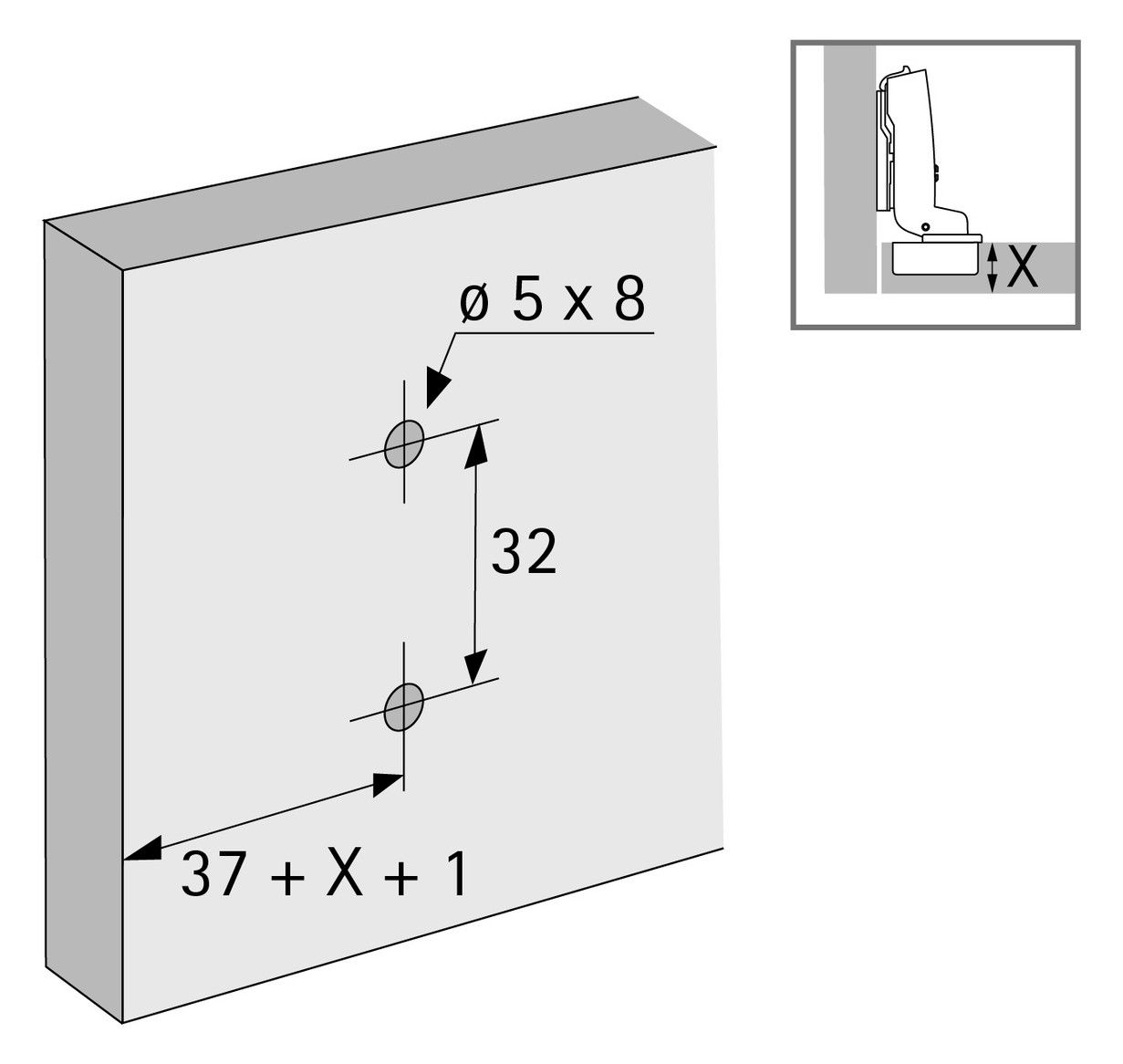 HETTICH Kreuzmontageplatte D=5,0mm